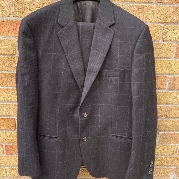 Vintage 90s Cashmere Wool Lauren Ralph Lauren Striped Suit Jacket 42R Pants 36R - Picture 14 of 16